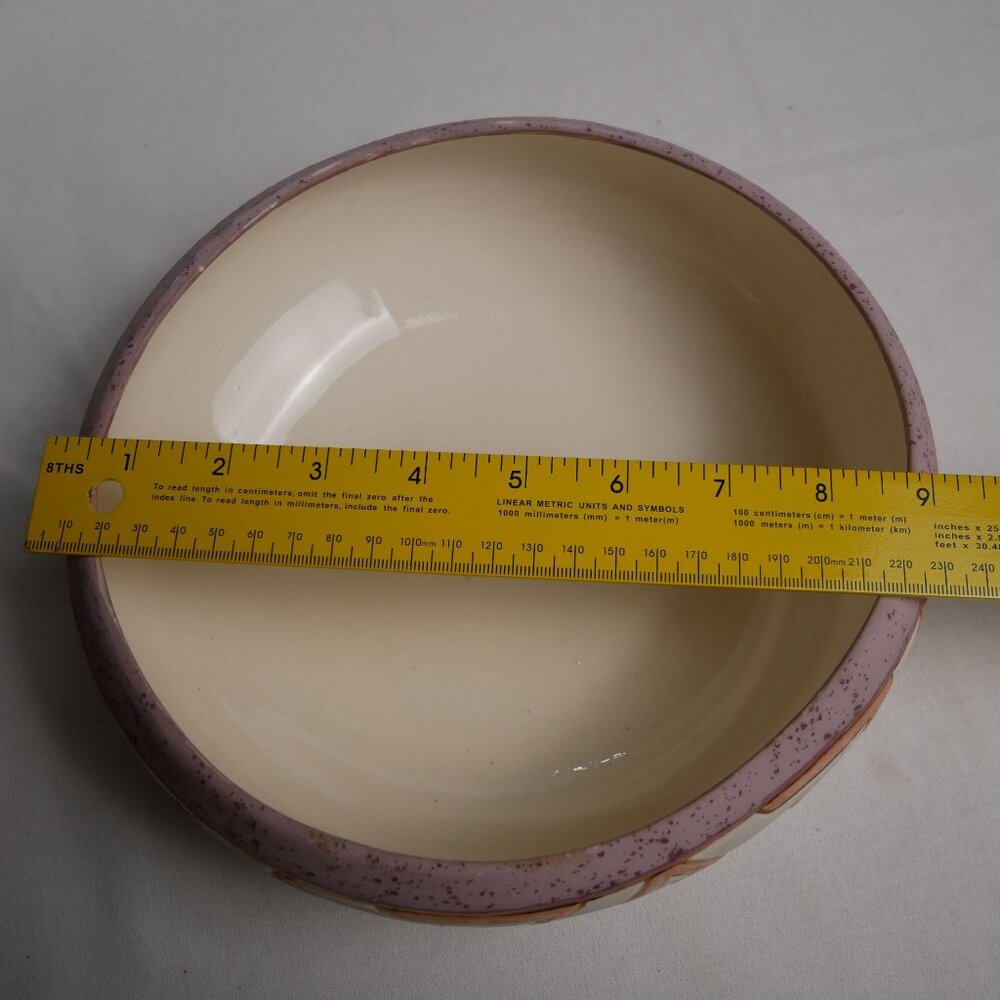Koshari Studios Handmade Ceramic Bowl With Unique Geometric Pattern & Pink Accen - Picture 8 of 9